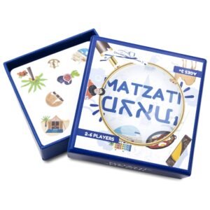 Matzati matching game box with lid open on a white background